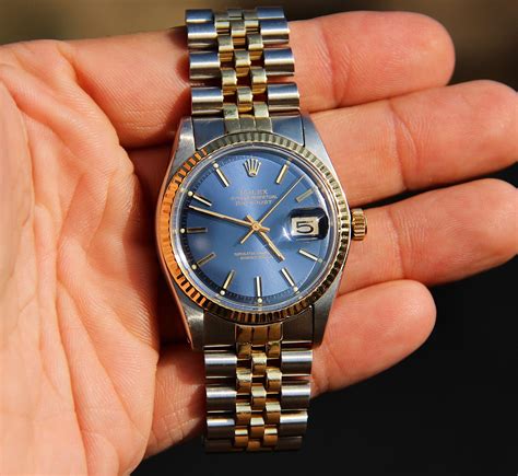 rolex datejust blue dial gold|blue face rolex date just.